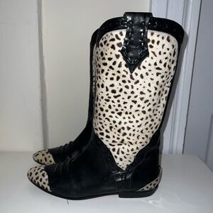 Cheetah Mohair Genuine Leather Cowboy Boots